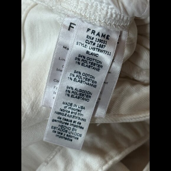 Frame Jeans 30 Womens White Le High Straight Denim Frayed Belted - Picture 9 of 9